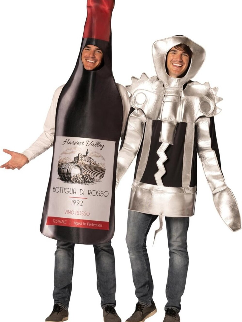 Couples Halloween Costume - Winged Corkscrew & Wine Bottle Set for Adults